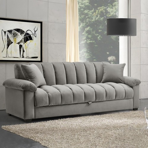 Grey velvet sofa - grey, seater