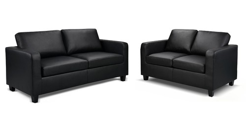 Black leather sofa seater - pu,