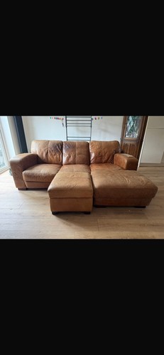 Brown leather corner sofa - brown,